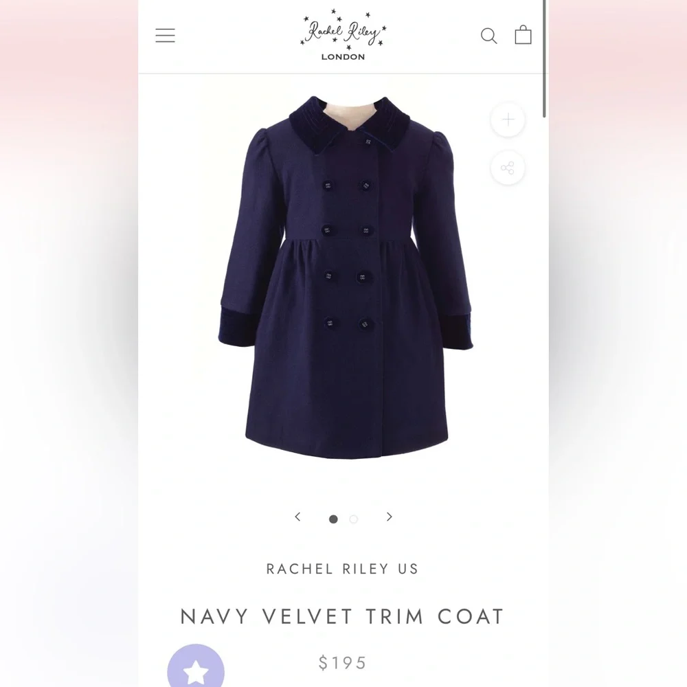 Rachel Riley Navy Double-Breasted Pea Coat